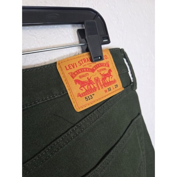 Levis 513 Jeans Mens 32x32 Green Slim Fit Straight Leg Medium Wash Denim Stretch - Picture 2 of 4